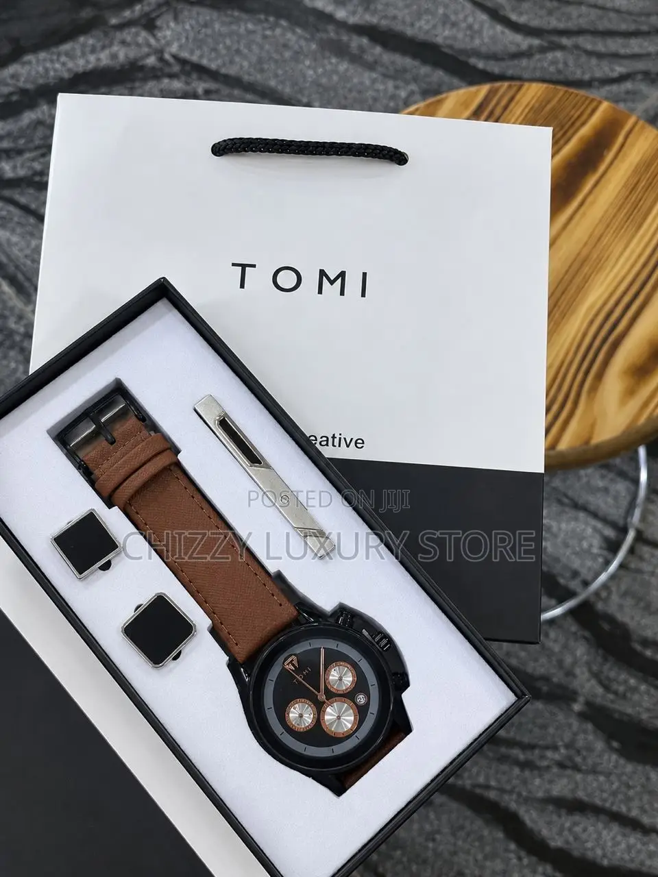 Tomi Quality Men Genuine Leather Wristwatch