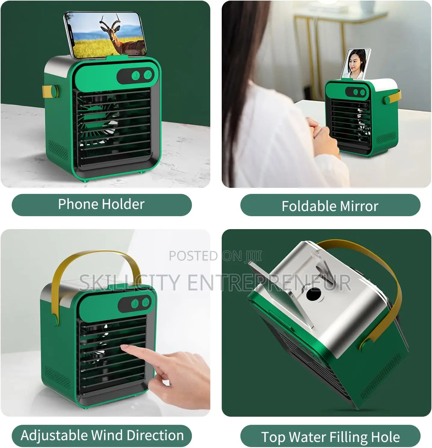 Cool and Refreshing Water Fan With Mirror Phone Holder