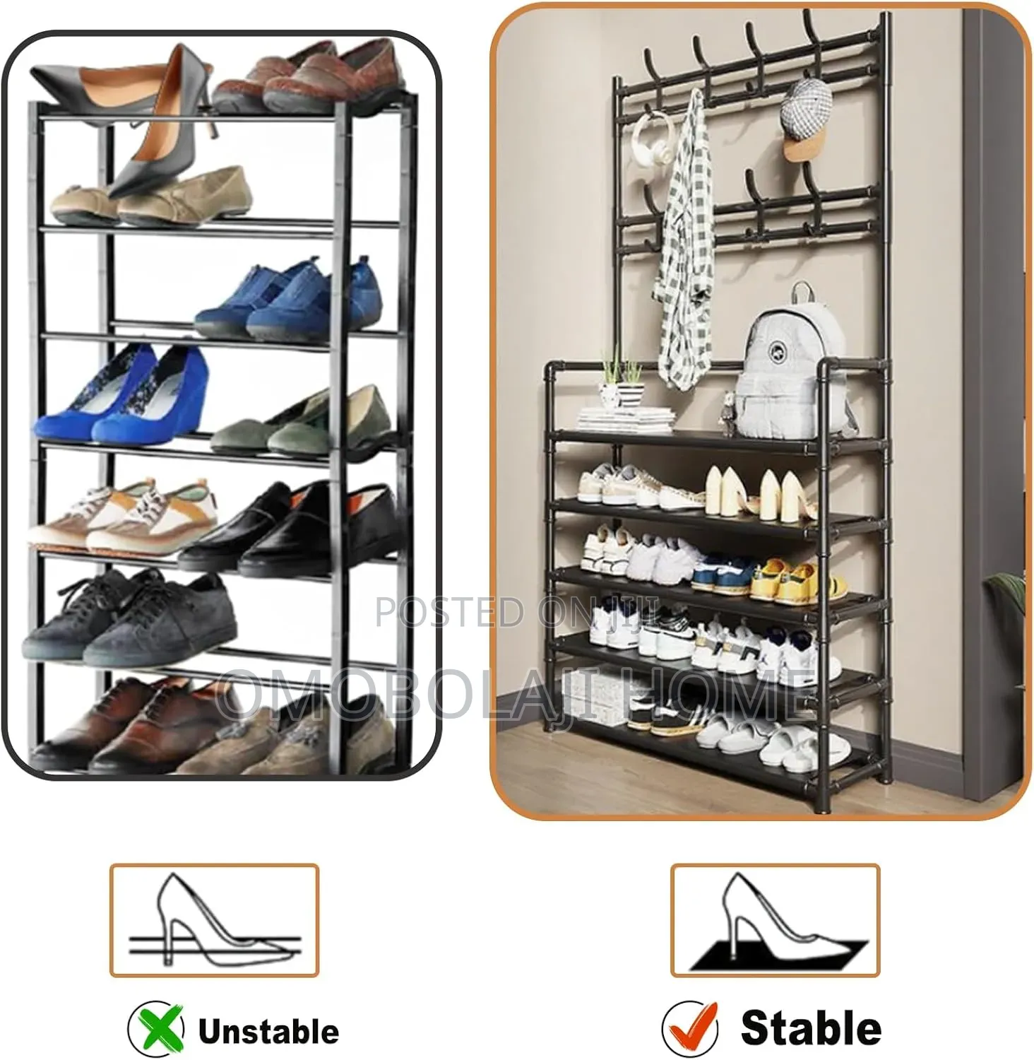 Shoe Rack With Bag and Hat Hanger