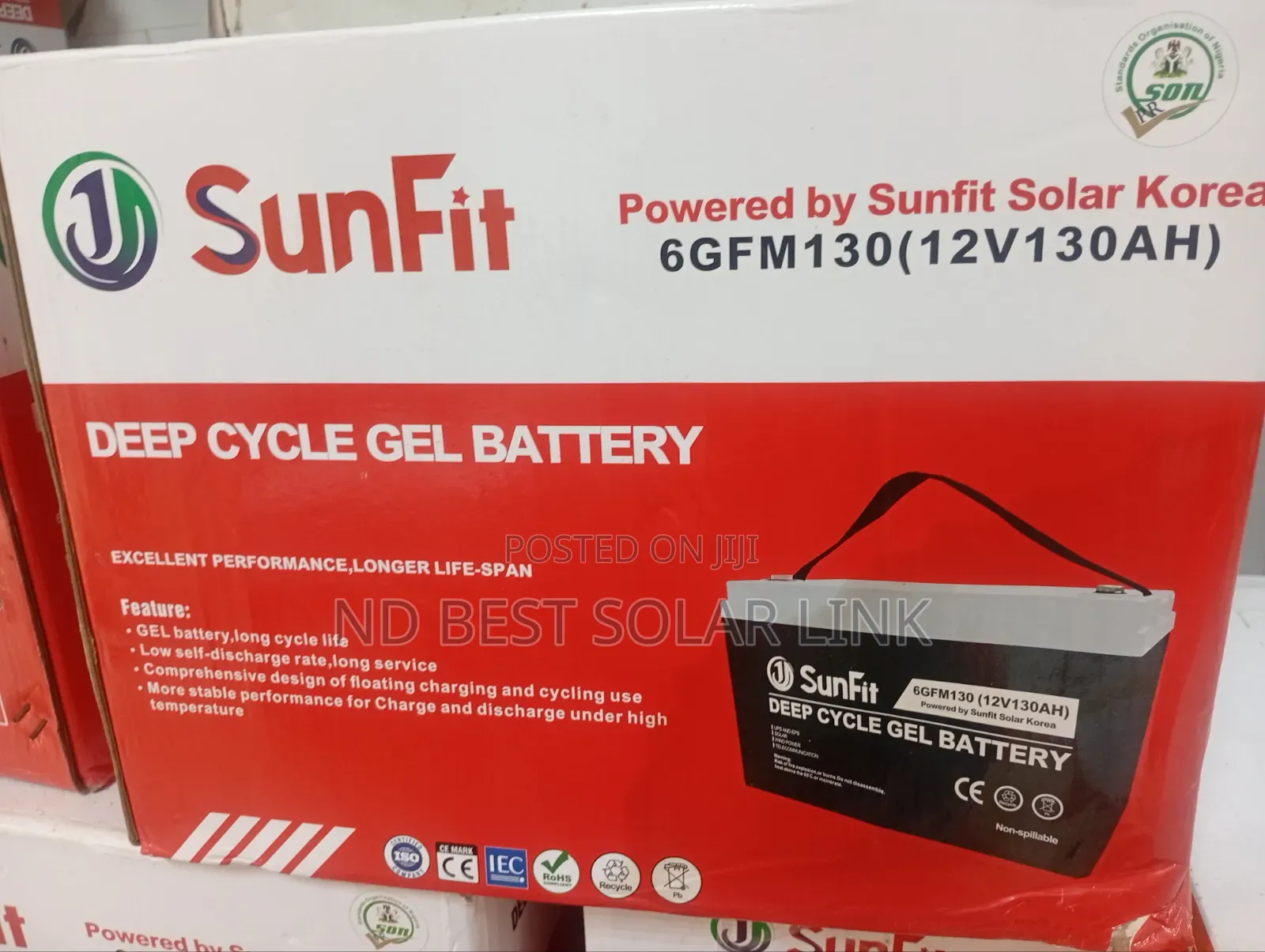 130amps Sunfit Gel Dry Cell Battery