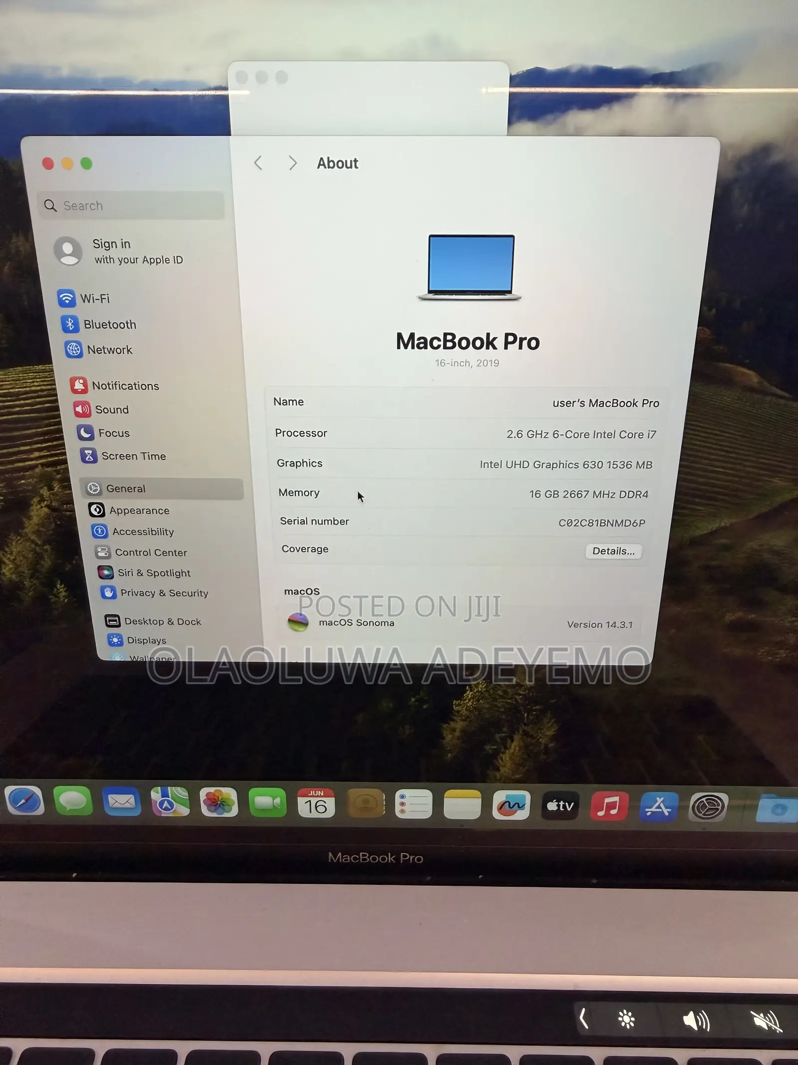 Laptop Apple MacBook Pro 2019 16GB Intel Core i7 SSD 512GB