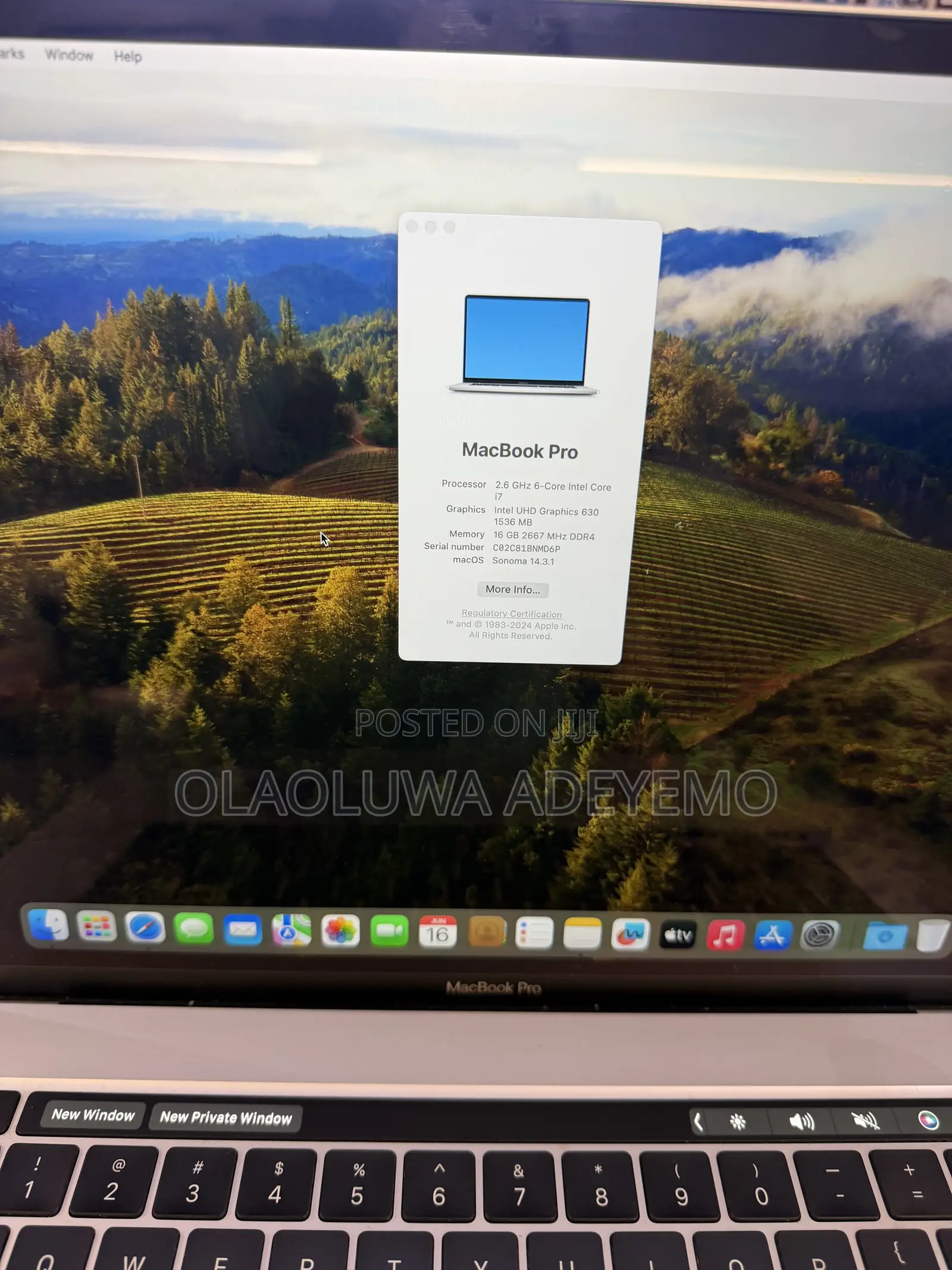 Laptop Apple MacBook Pro 2019 16GB Intel Core i7 SSD 512GB