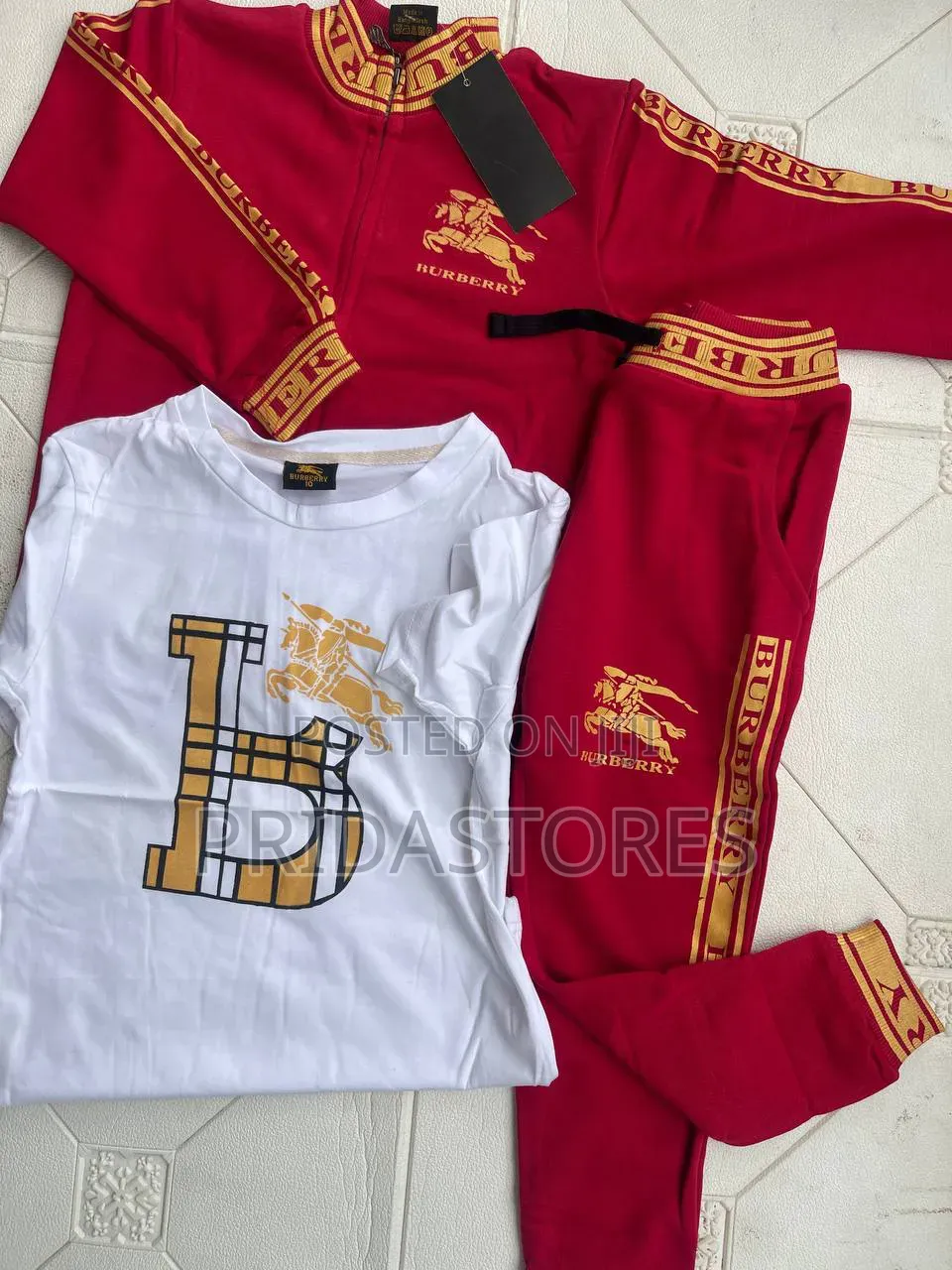 High Quality Unique Burberry 3 in 1 Set Trouser, Jacket and Top