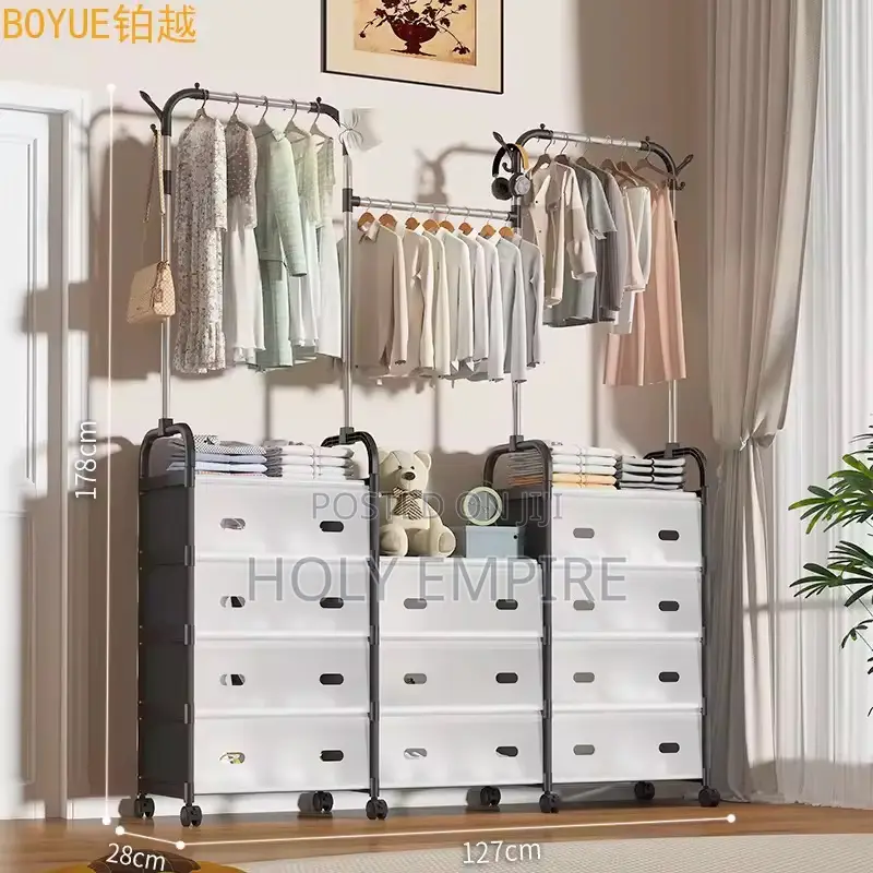 Movable Multifunctional Coat Rack Floor Hanger Clothing Stor Dormitory