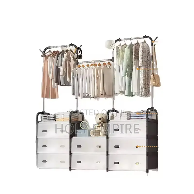 Movable Multifunctional Coat Rack Floor Hanger Clothing Stor Dormitory