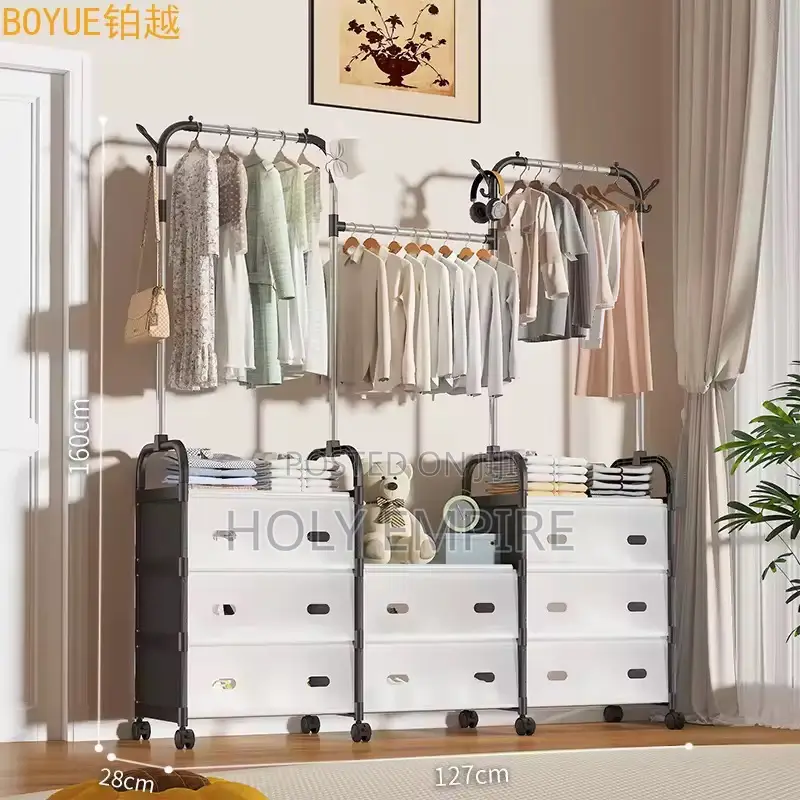Movable Multifunctional Coat Rack Floor Hanger Clothing Stor Dormitory