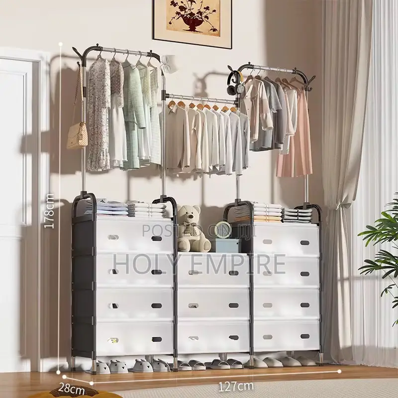 Movable Multifunctional Coat Rack Floor Hanger Clothing Stor Dormitory