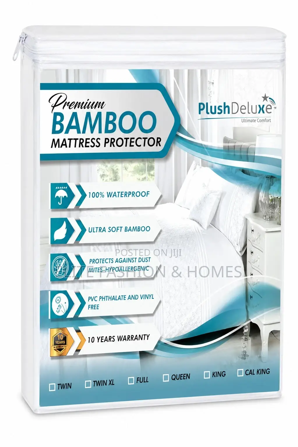 100% Waterproof Mattress Protector Soft, Breathable Machine Washable