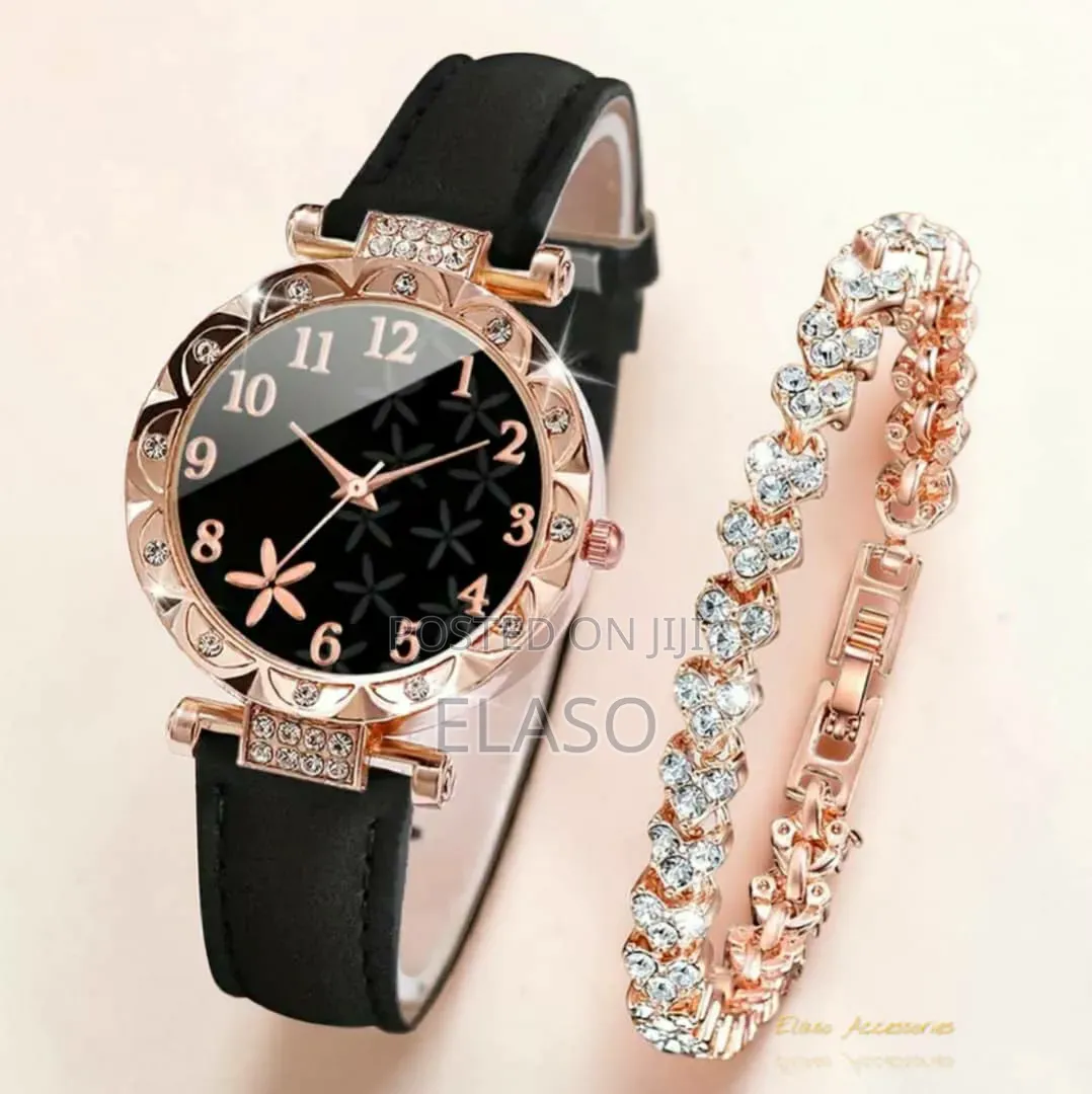 2pcs Elegant Butterfly Quartz Watch Ladies Bracelet Set