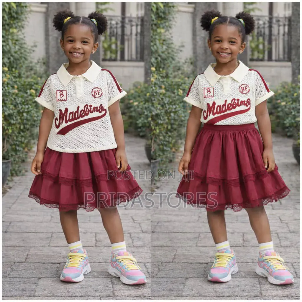 Unique Quality Vietnam Made Bf Girly Skirt and Mesh Top With Collar