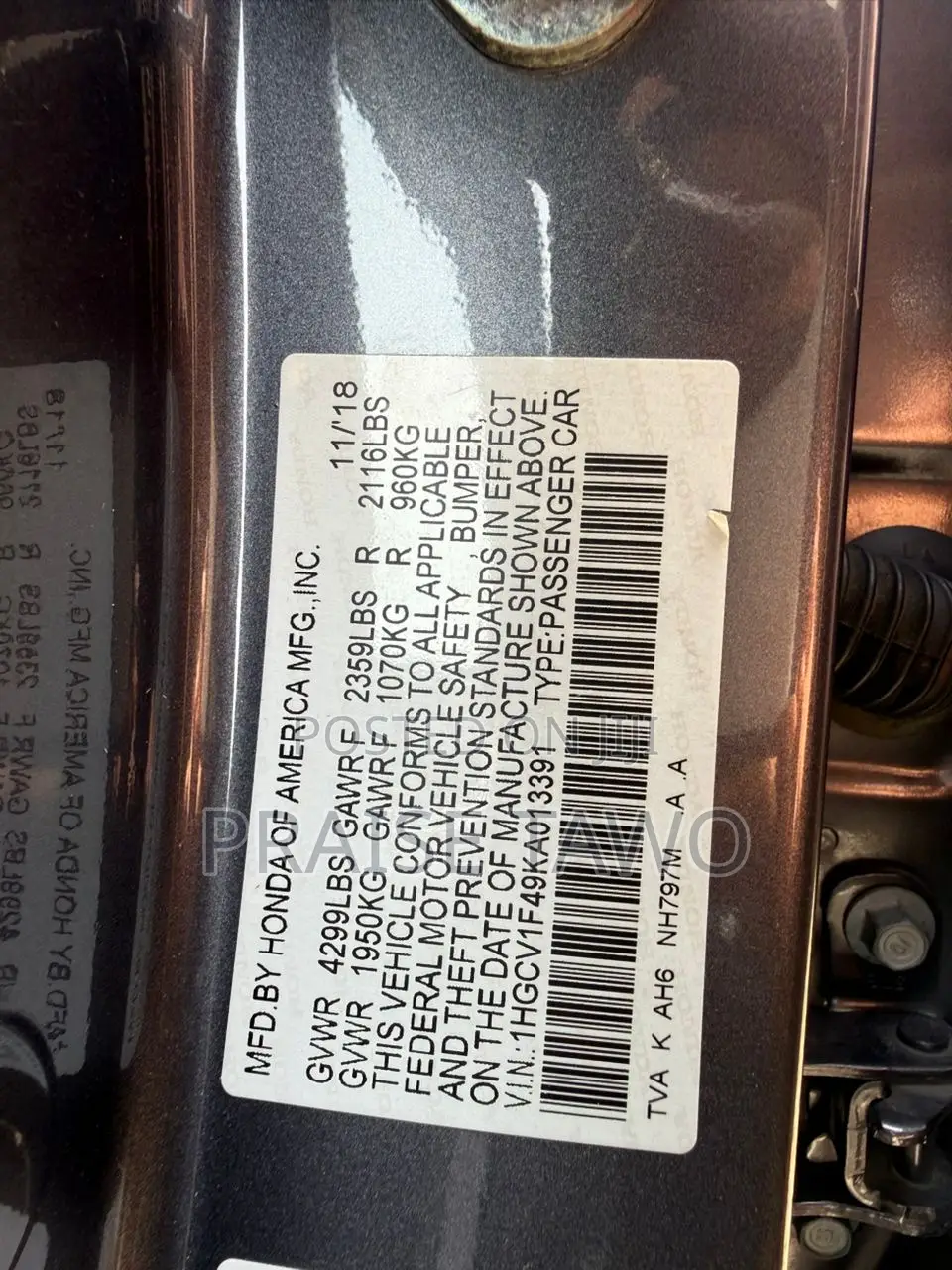 Honda Accord 2019 Black