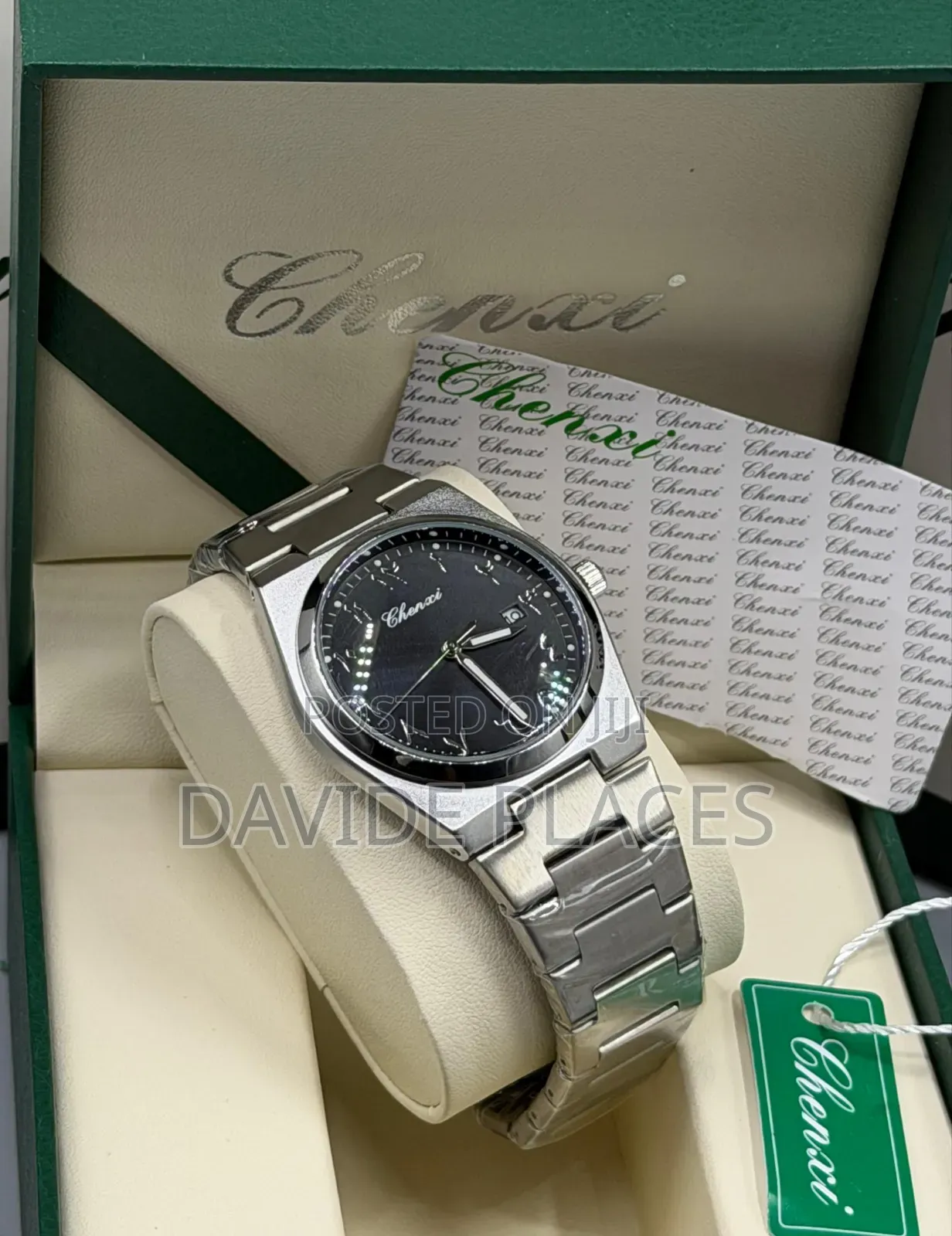 Chenxi Stainless Steel Chain Watch, With Date, Strong Luminous Sapphir