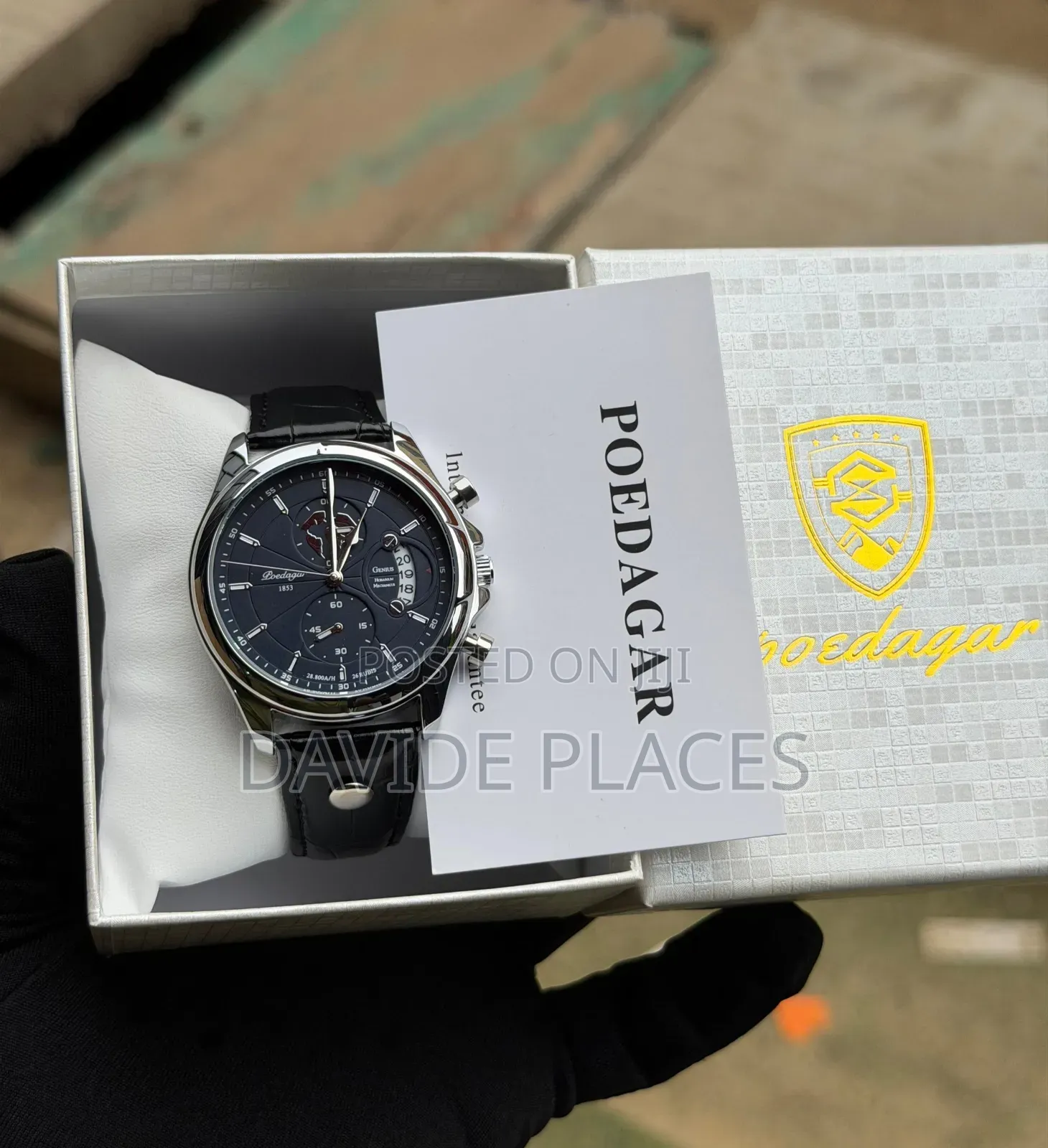 *Poedagar Leather* _Chronograph_ Waterproofs With Sapphire Glass _Co