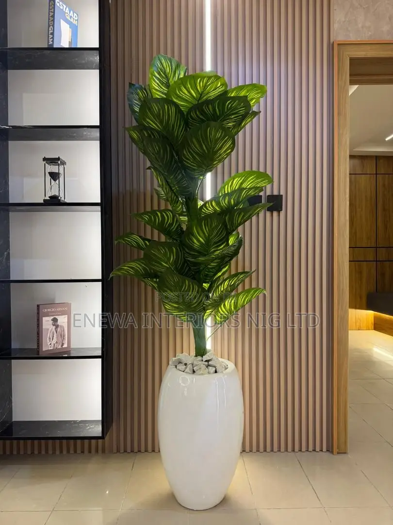 Artificial Plants and Fiber Vase