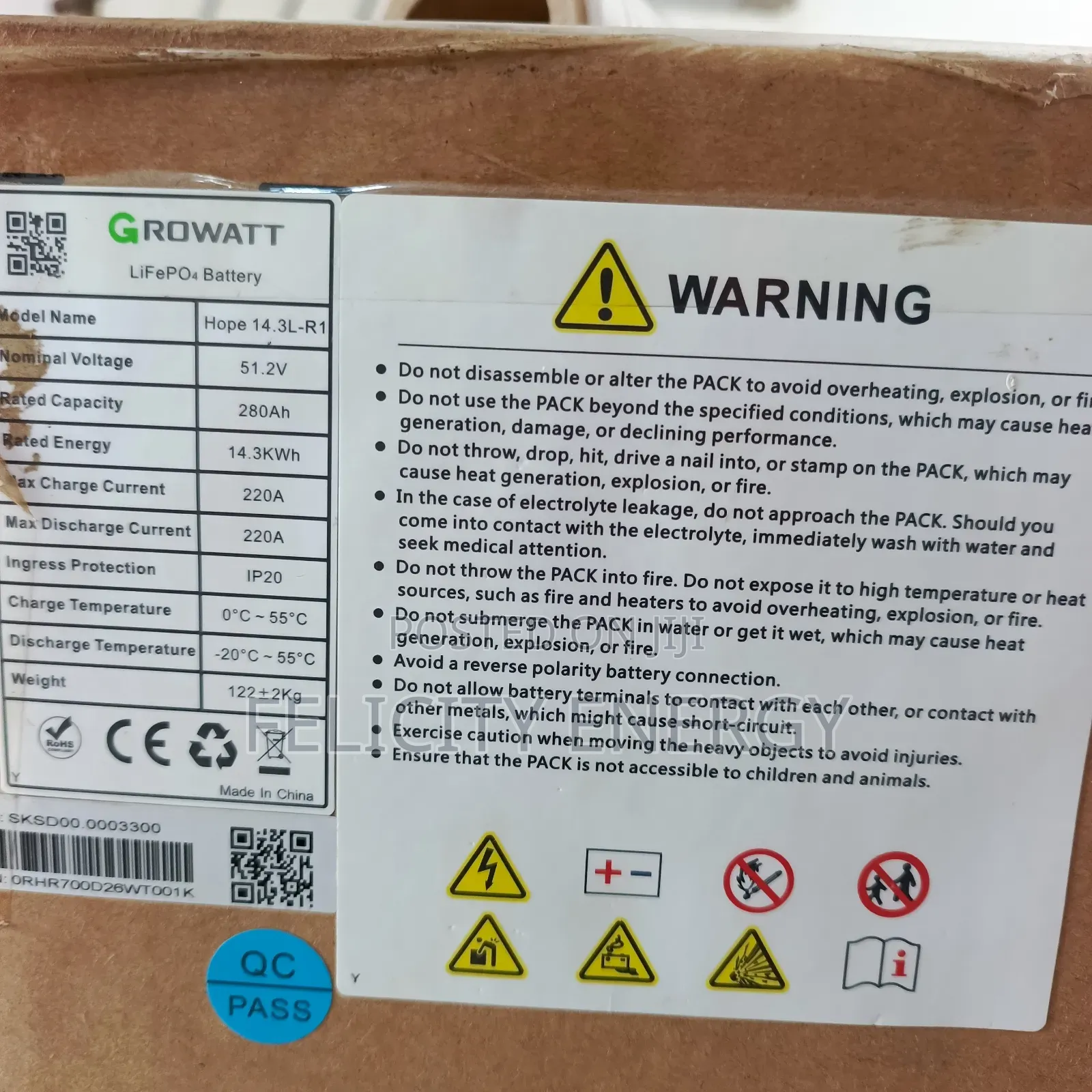 Growatt Lithium Battery 16kwh 48v