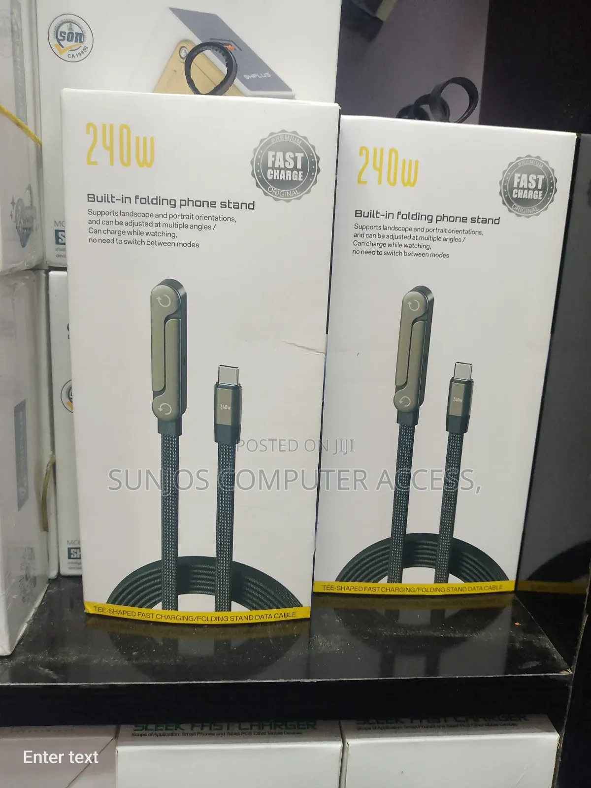 240 W Fast Charger Cable . Build- In Folding Phone Stand for Whole