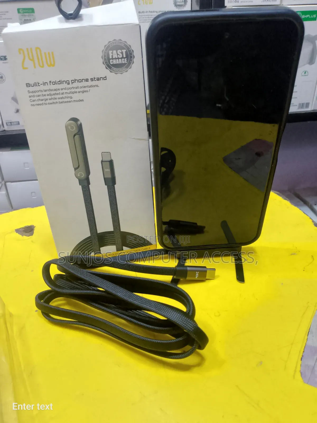 240 W Fast Charger Cable . Build- In Folding Phone Stand for Whole