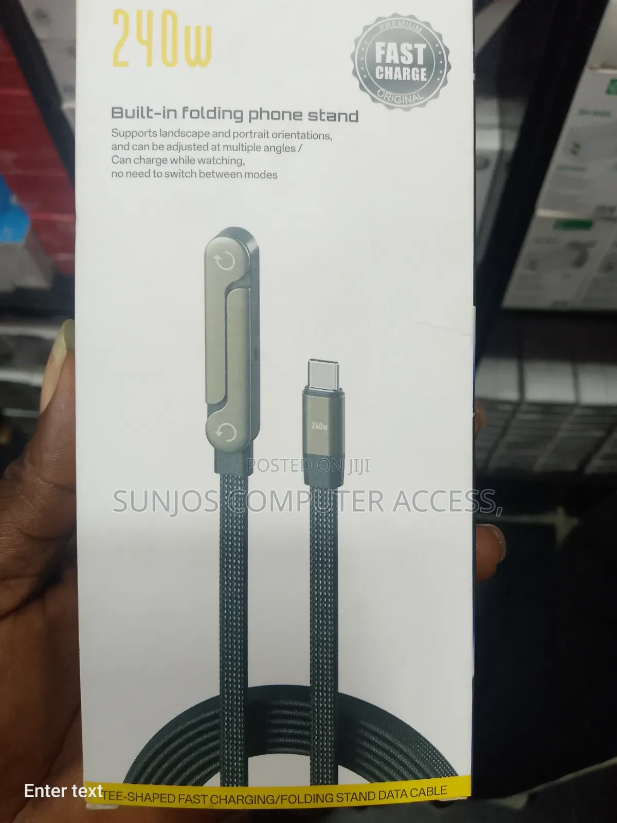 240 W Fast Charger Cable . Build- In Folding Phone Stand for Whole