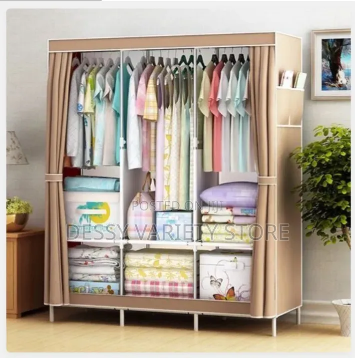 Classy 3 Column Mobile Steel Wardrobe Closet(Brown)