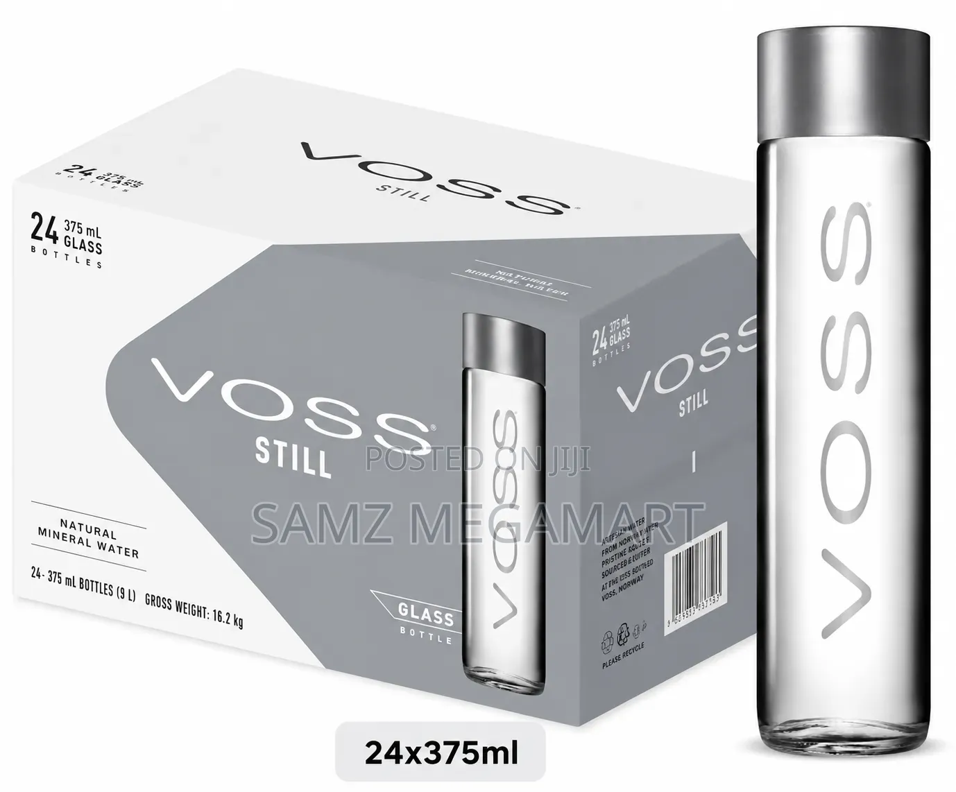 Voss Still Natural Mineral Water Glass Bottles 24x375ml