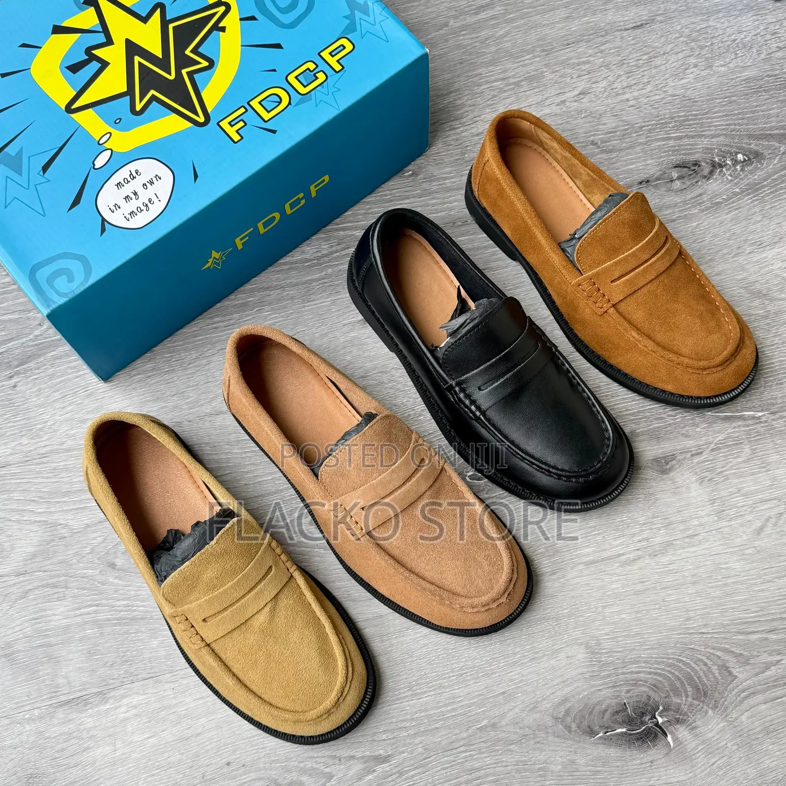 Original FDCP Split X Split Curve Toes Suede Loafers