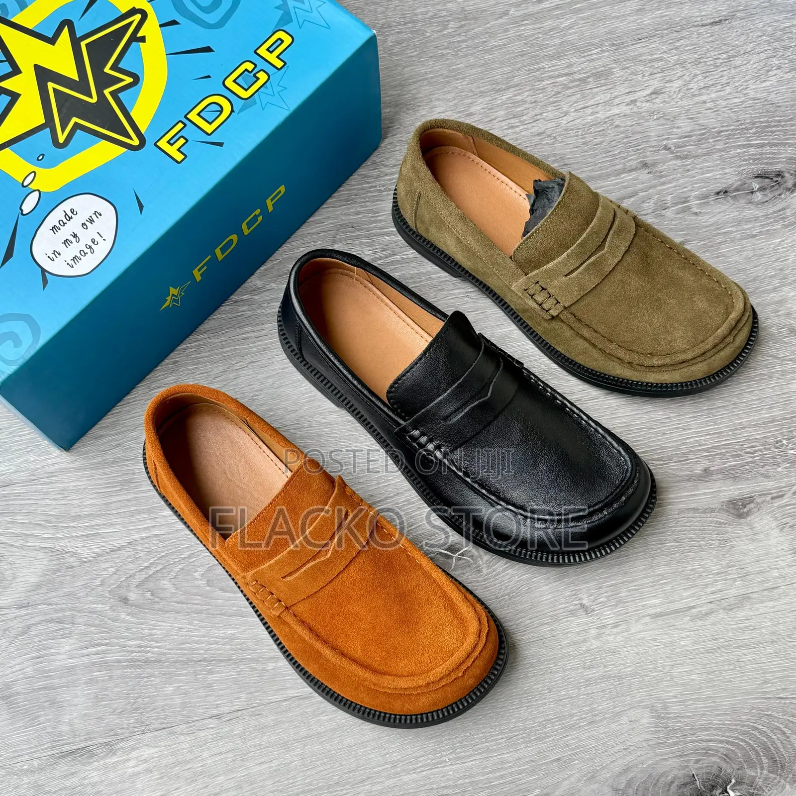 Original FDCP Split X Split Curve Toes Suede Loafers