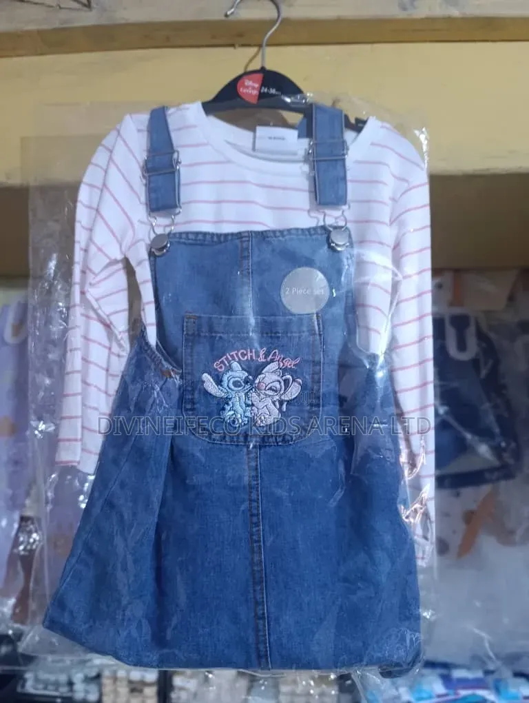 Disney Stitch Angel Denim Pinafore Dress Set (2pcs)