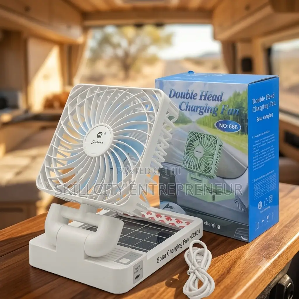 Double Head Solar Charging Fan