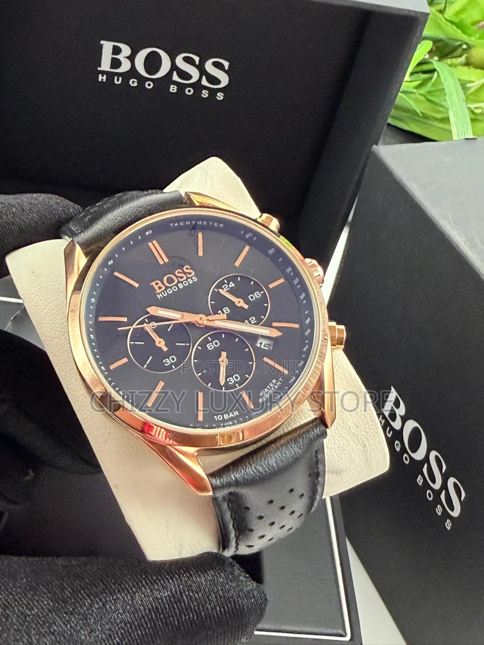 Hugo Boss Quality Luxury Men Genuine Leather Wristwatch