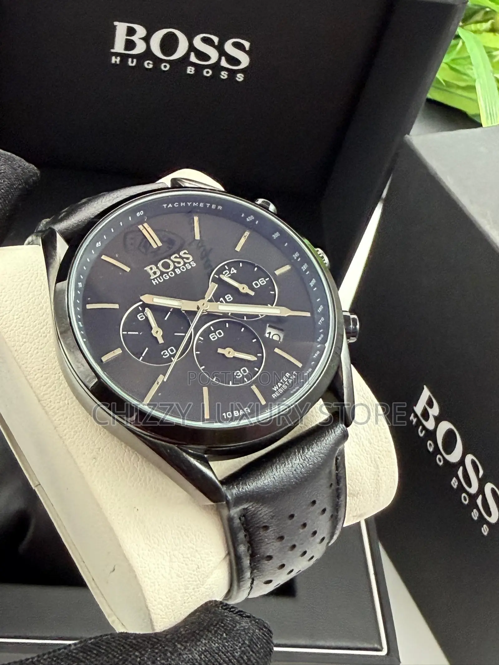 Hugo Boss Quality Luxury Men Genuine Leather Wristwatch