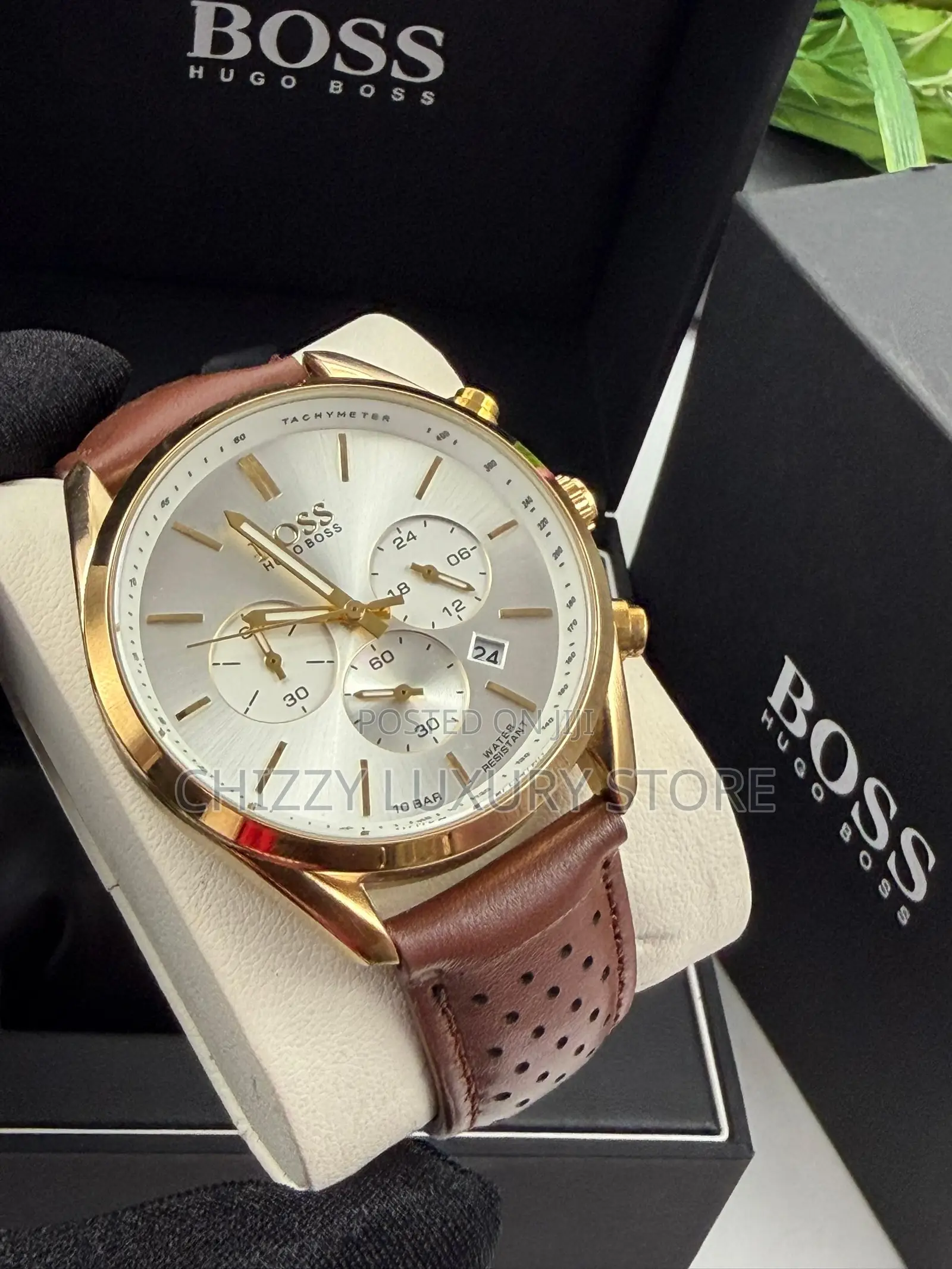 Hugo Boss Quality Luxury Men Genuine Leather Wristwatch