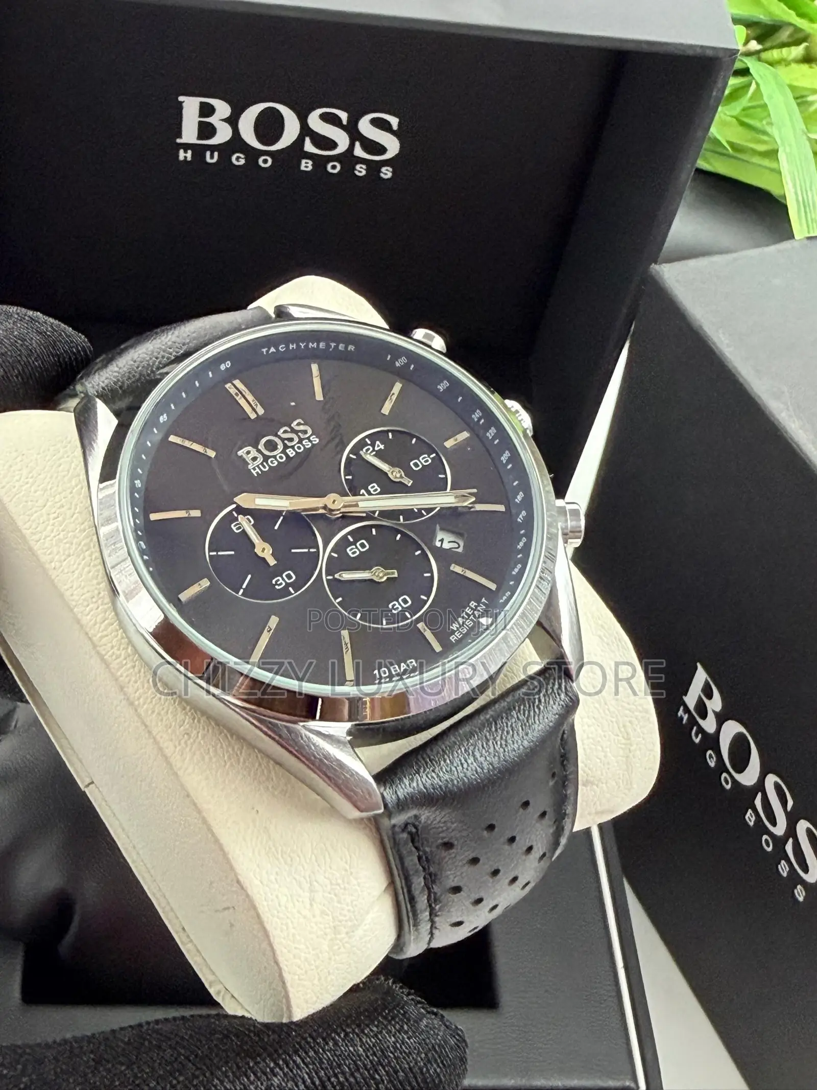 Hugo Boss Quality Luxury Men Genuine Leather Wristwatch