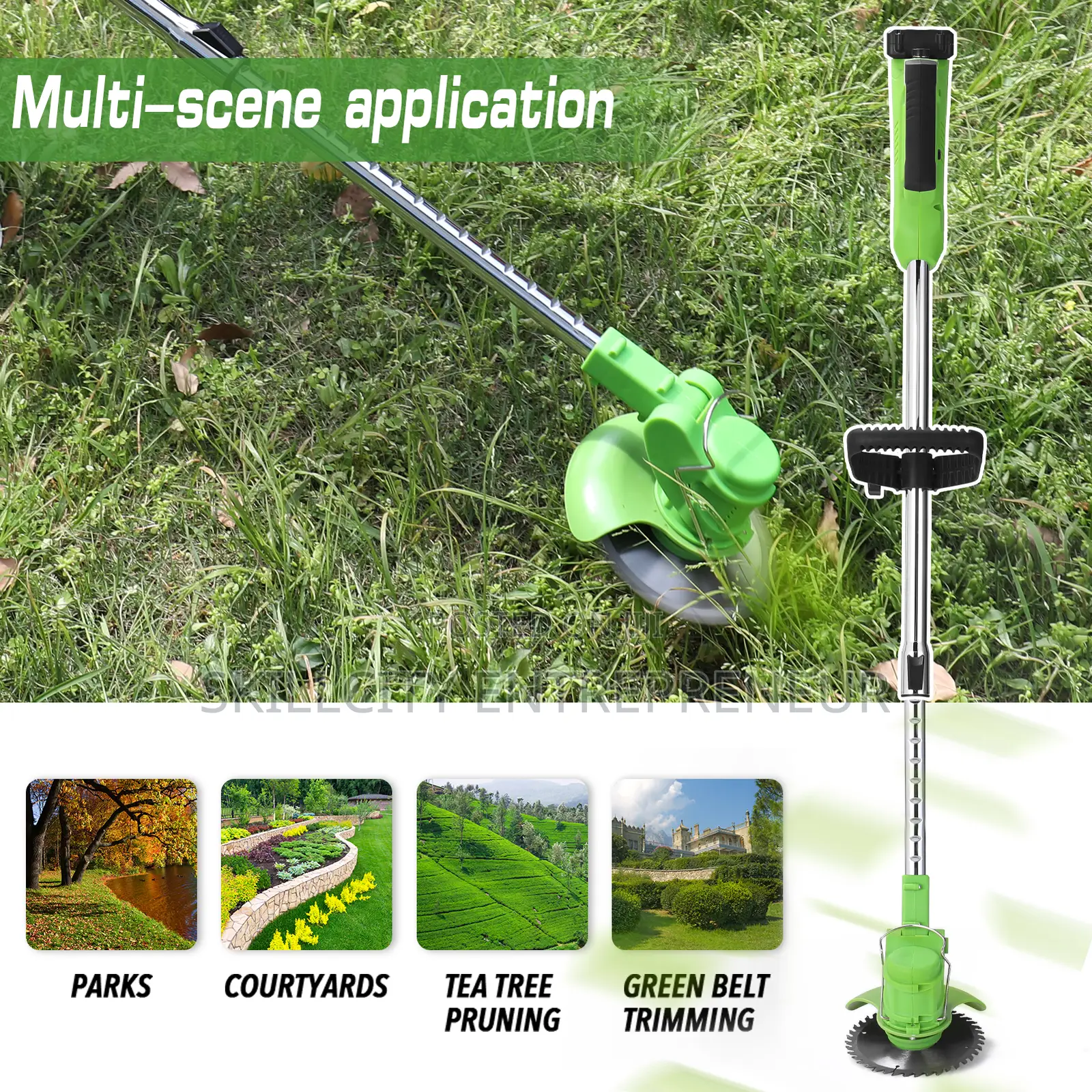 3-in-1 Rechargeable Grass Trimmer With Double Battery