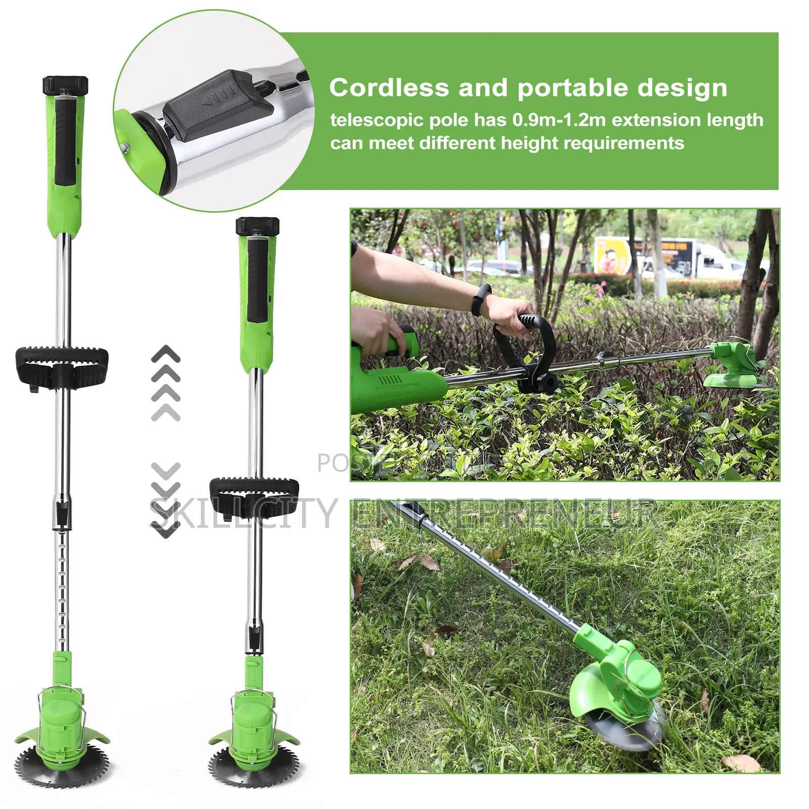 3-in-1 Rechargeable Grass Trimmer With Double Battery