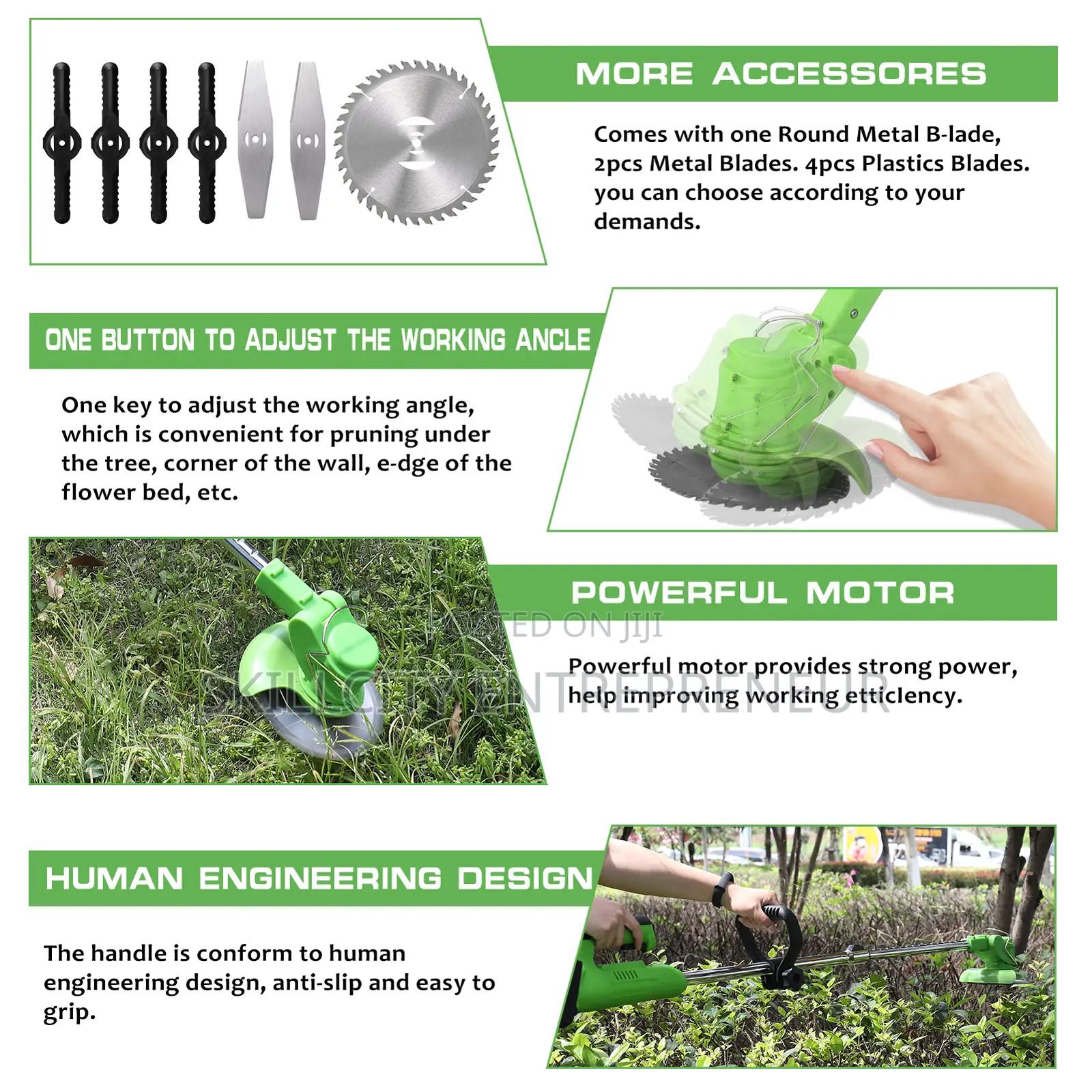 3-in-1 Rechargeable Grass Trimmer With Double Battery