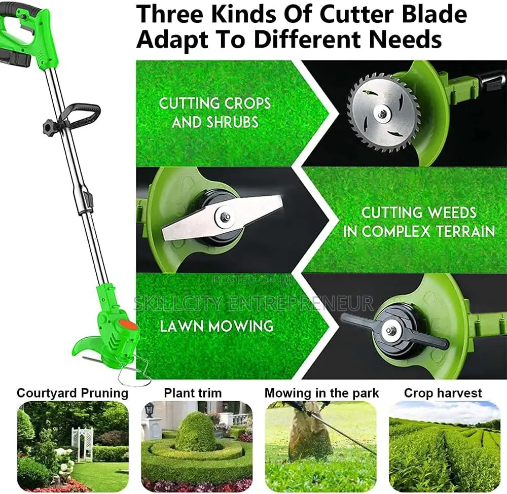 3-in-1 Rechargeable Grass Trimmer With Double Battery