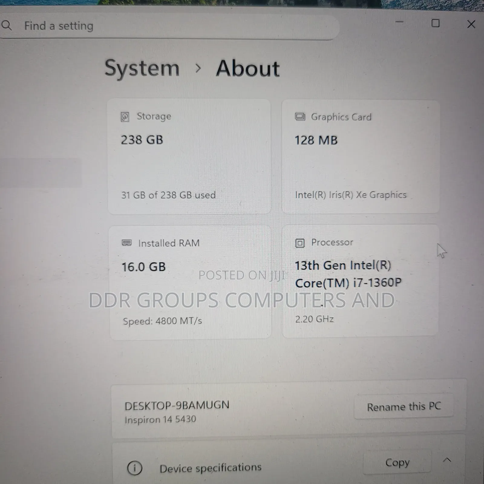 Laptop Dell Inspiron 14 5458 16GB Intel Core Ultra 7 SSD 256GB
