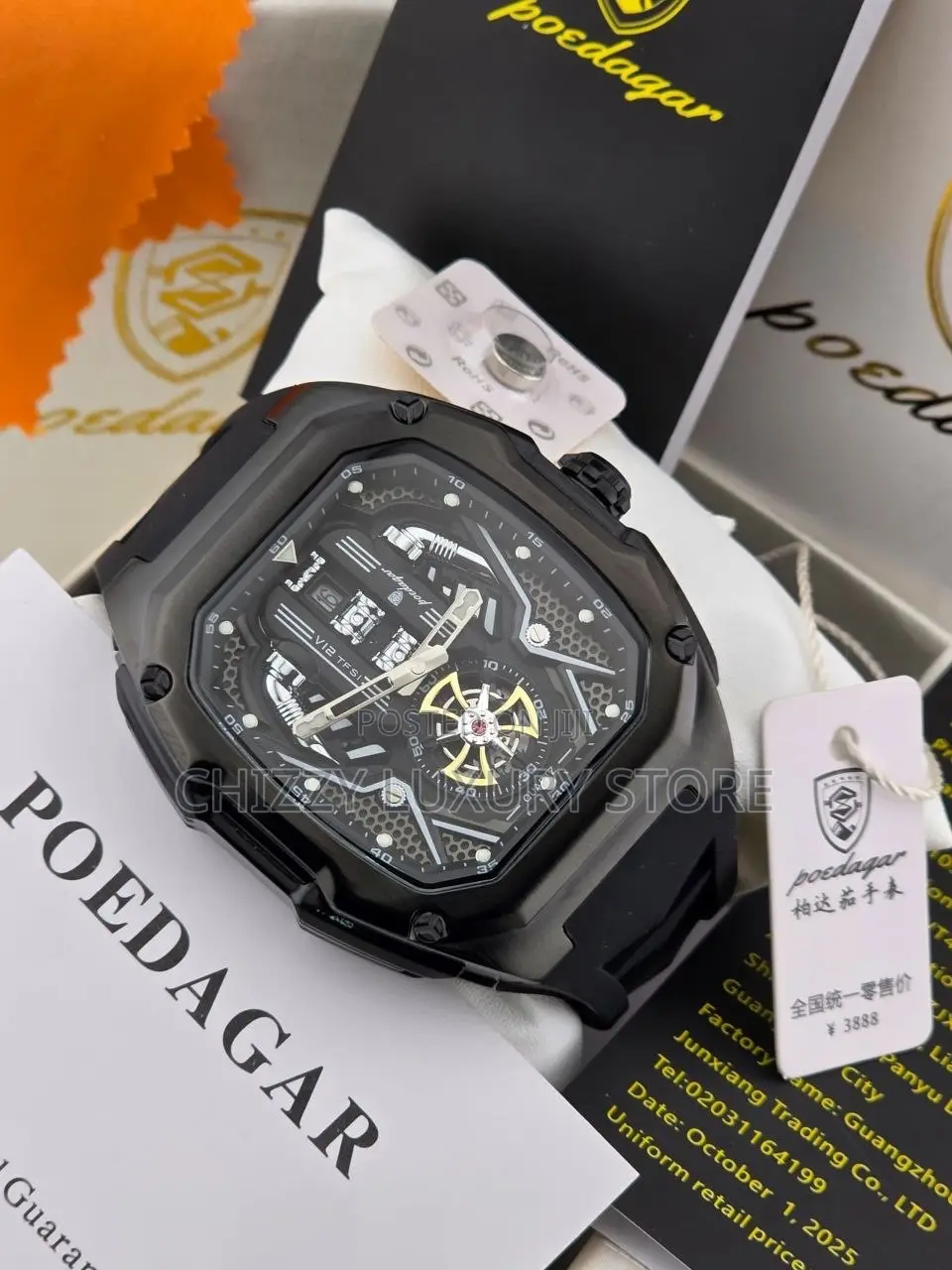 Poedagar Quality Men Rubber Strap Wristwatch