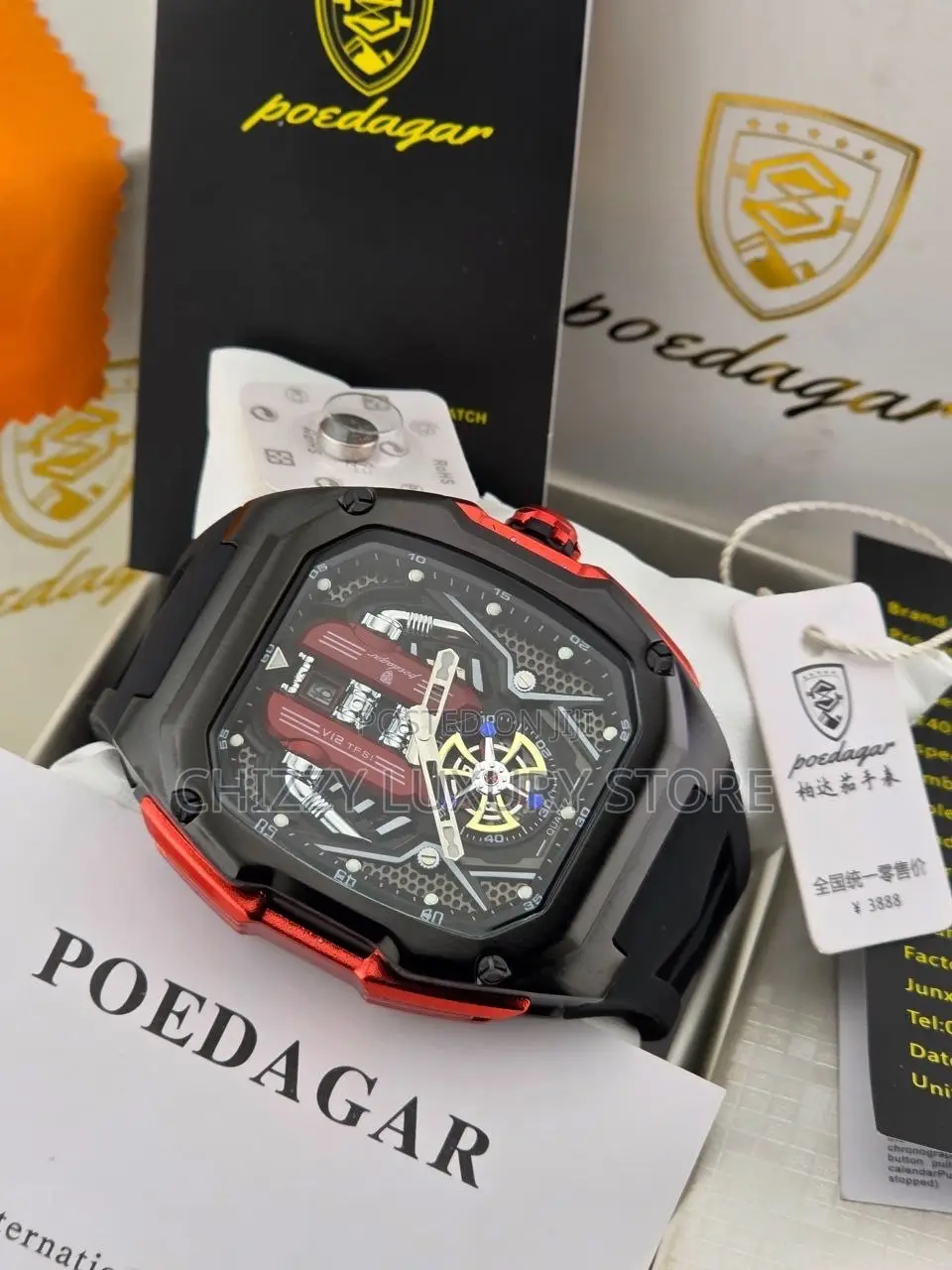 Poedagar Quality Men Rubber Strap Wristwatch