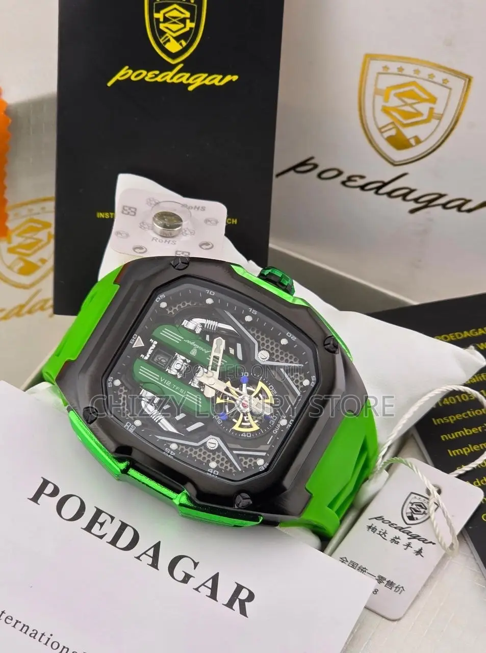Poedagar Quality Men Rubber Strap Wristwatch