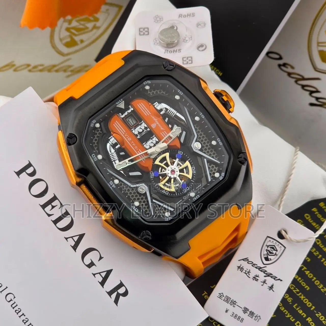 Poedagar Quality Men Rubber Strap Wristwatch