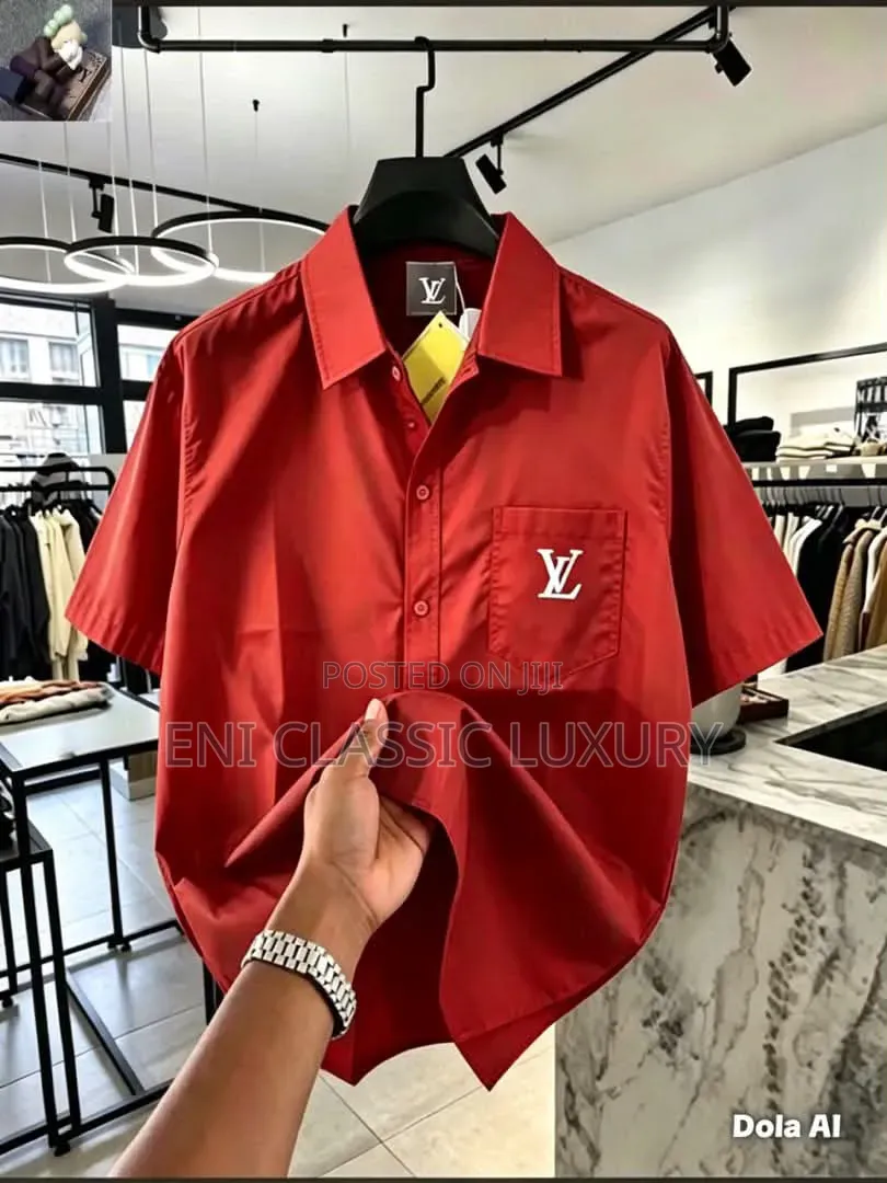 Top Notch Luxury Men's Shirts Louis Vuitton Best Quality Well Banded