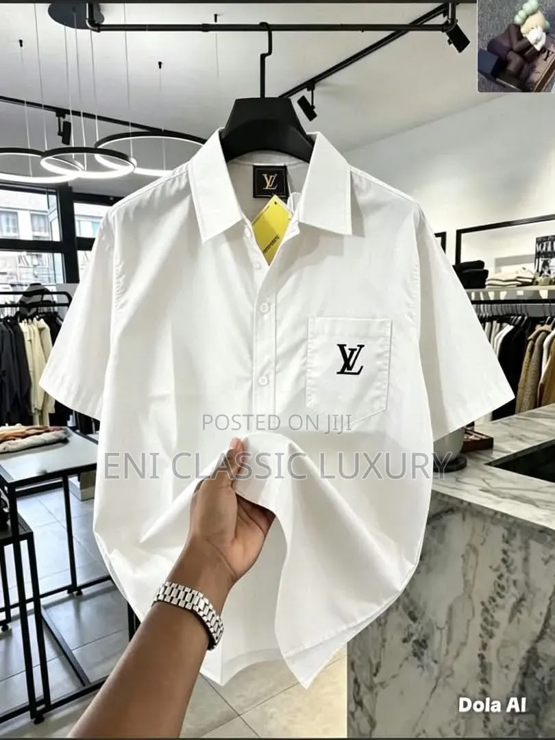 Top Notch Luxury Men's Shirts Louis Vuitton Best Quality Well Banded