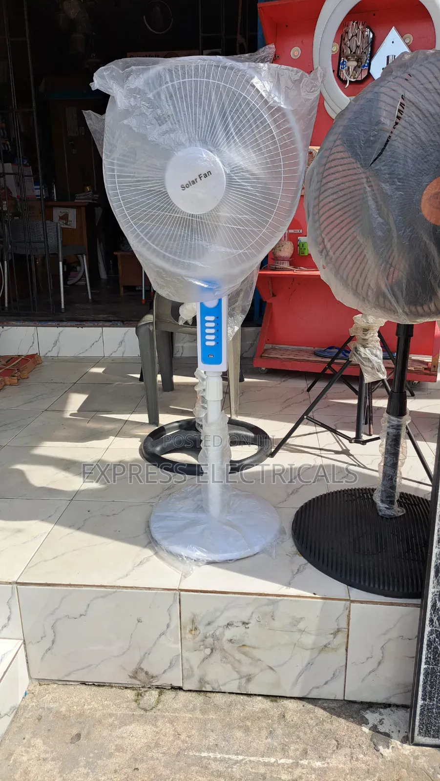16 Inch Solar Rechargeable Standing Fan + Inbuilt Bulb + Solar Panel