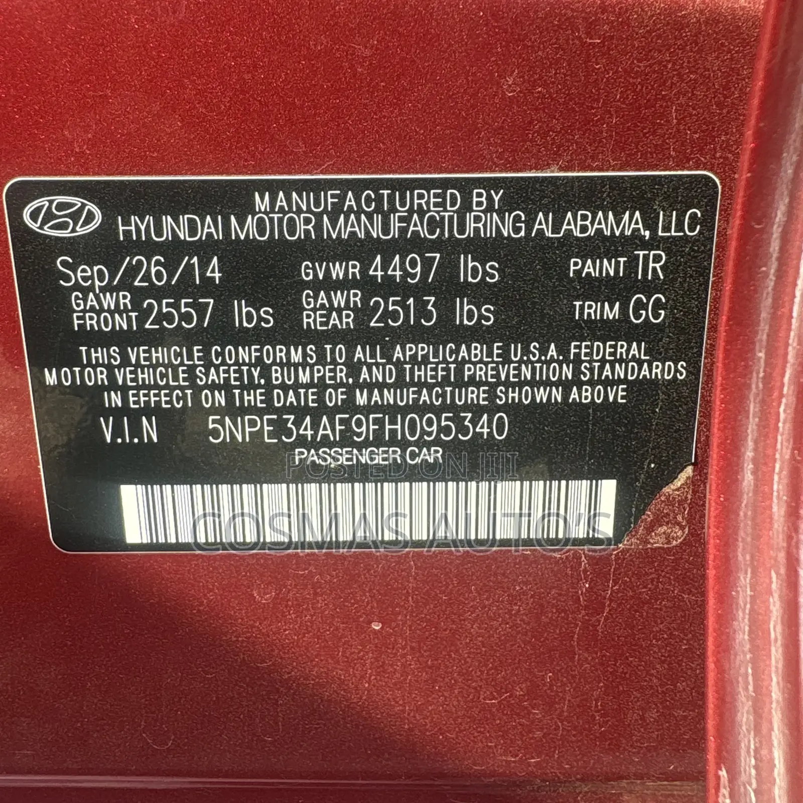 Hyundai Sonata 2015 Red