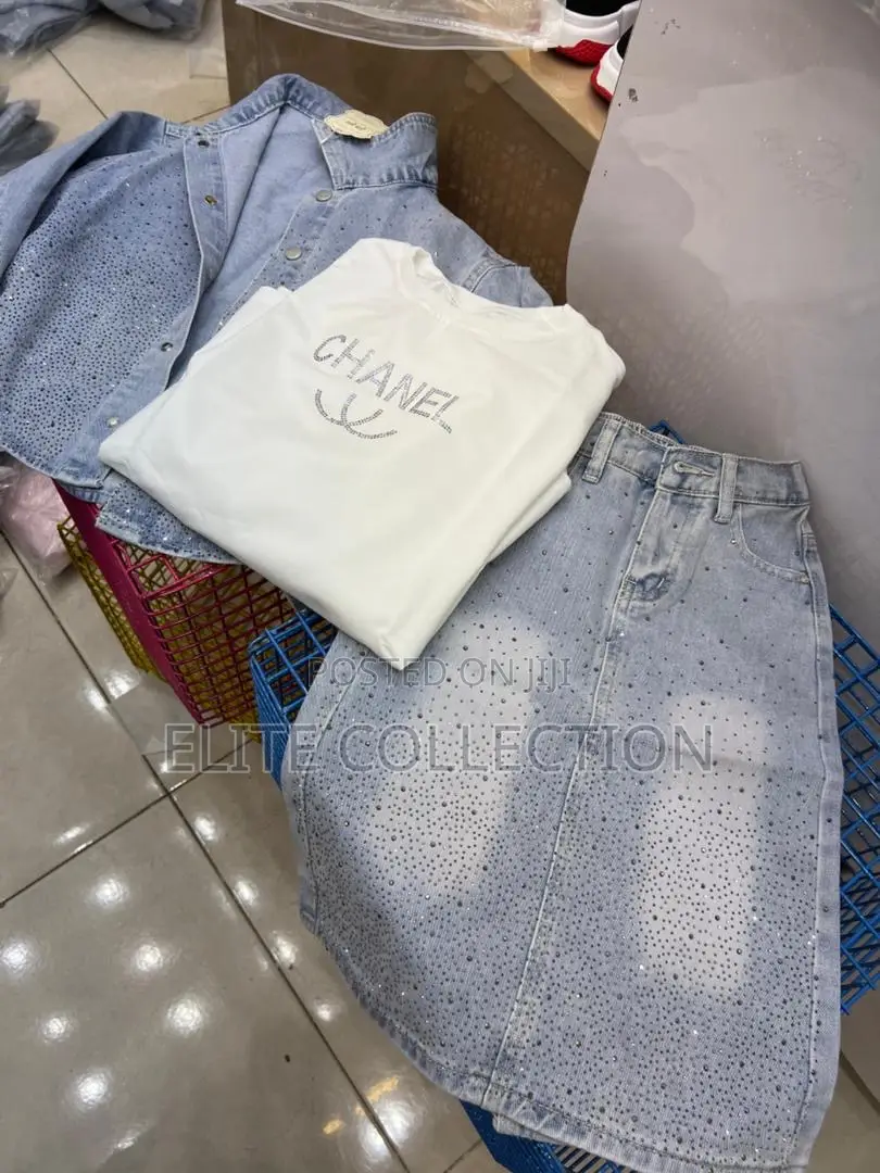Luxury Denim 3pcs Skirt Set Age: 5 6 10 12 And 14