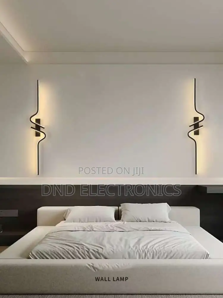 Modern Led Spiral Wall Sconce Black Wavy Line Wall Lamp Light
