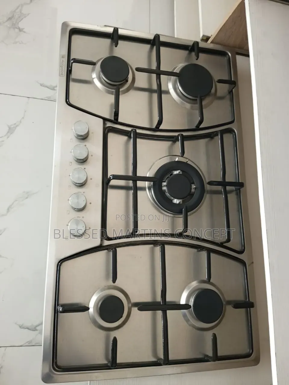 90cm Hotpoint Stainless 5-Ways Gas Burner