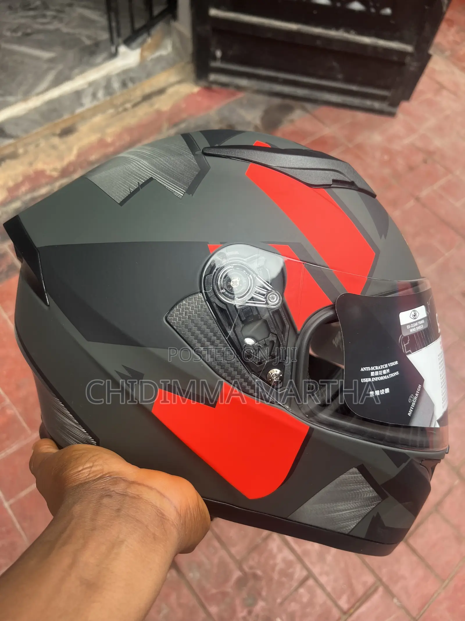 Black With Touch of Red Helmets