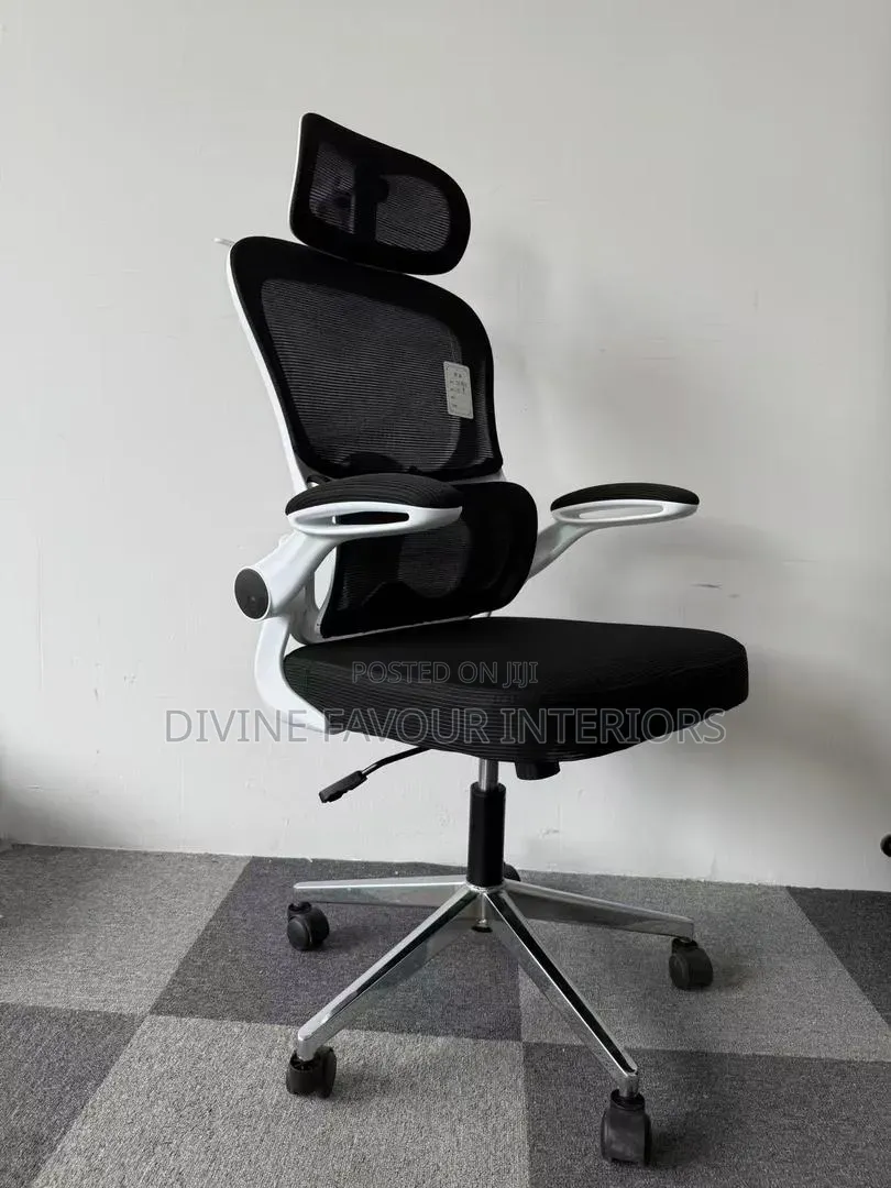 Ergonomic Office Chair With Armrest Lumber Support - White/ Black